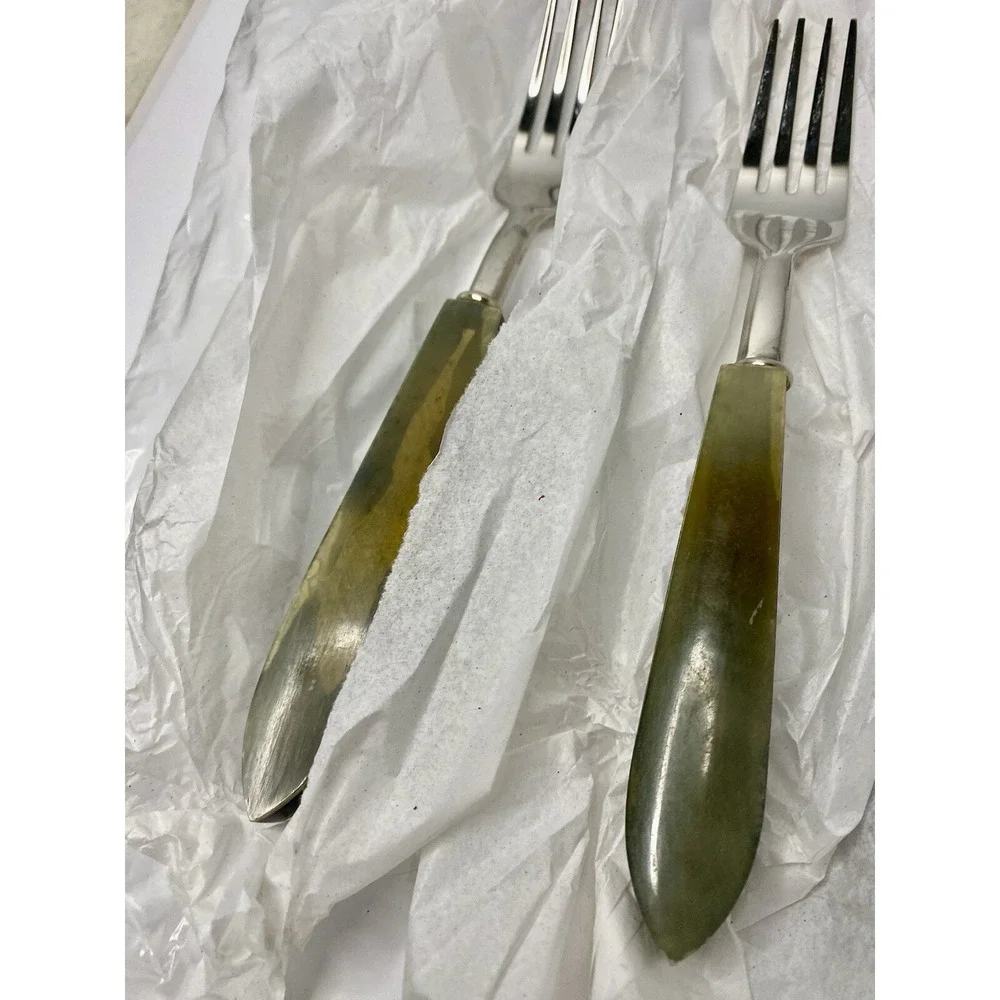 Pottery Barn Horn Flatware 2008-2009 Genuine Horn 5 Piece Place Setting Read #3